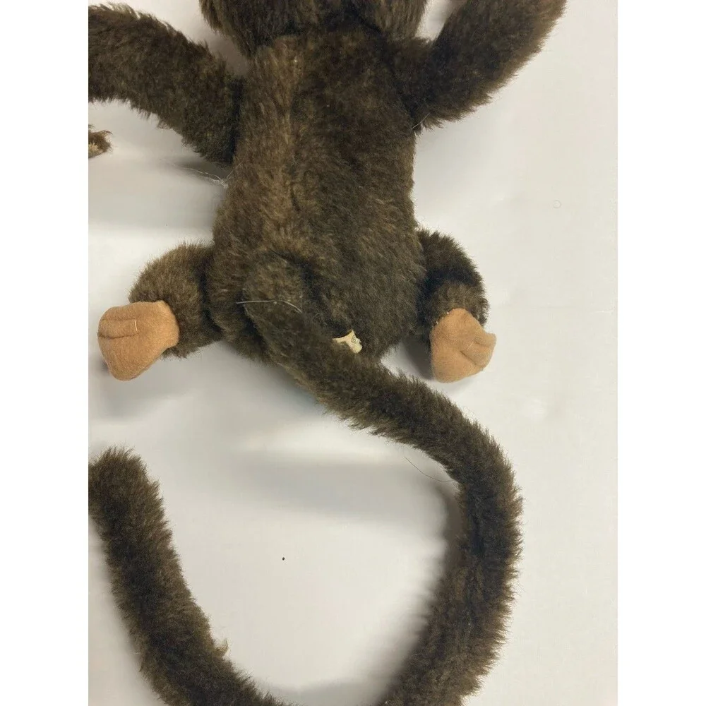 Vintage Small Brown, White & Beige Monkey Plush Stuffed Animal Long Tail